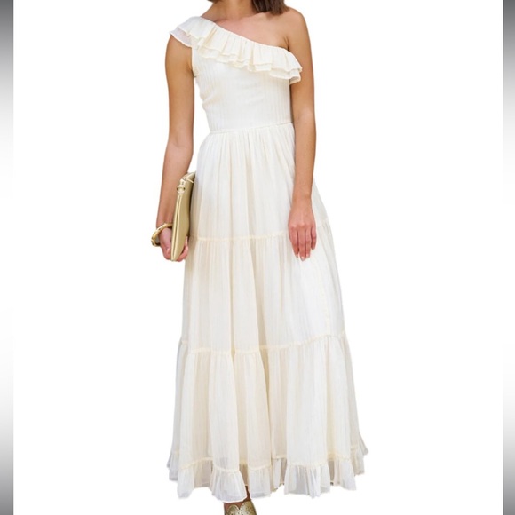 UVF Elegant One-Shoulder Cream Dress NWT - Picture 1 of 7